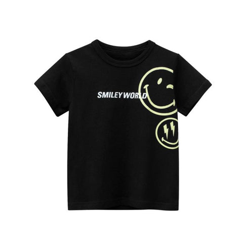 Summer Boys' smiling face print short sleeve